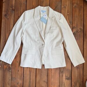 NWT ANTONIO MELANI Light Beige One Button Closure Blazer Women’s Size 14